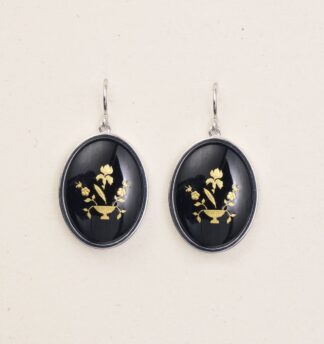 Sterling Silver, Black Limoges earrings