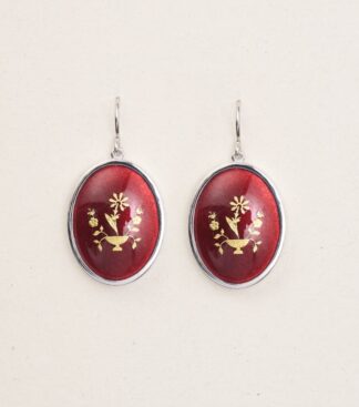 Sterling Silver, red Limoges earrings