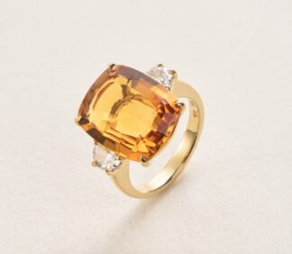 18kt gold, Citrine, diamond ring