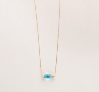 18kt gold, faceted topaz, diamond necklace