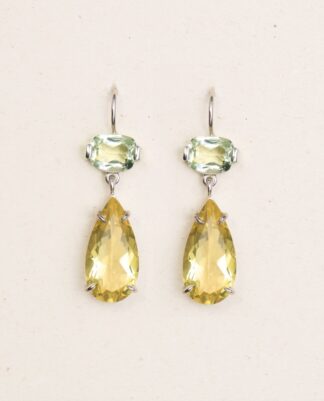 Sterling Silver, Prasiolite, Lemon Quartz Earrings